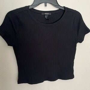 GUC M Forever 21 black short sleeve crop top rib knit